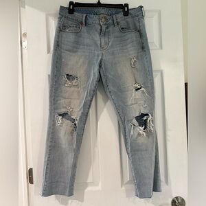 American Eagle Lo-Rise Distressed Light Blue Women's Jeans
